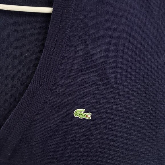 VTG Chemise Lacoste XL Cardigan Men Sweater Navy Blue Buttons Knit Acrylic - Picture 6 of 16